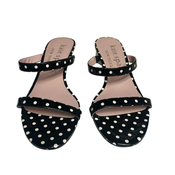 NWT Kate Spade Palm Springs Black &amp; White Polka Dot Slide Sandals 7.5