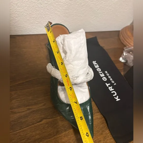 NWT Kurt Geiger Green Croc-Embossed Heels with Crystal Strap(w/box and dust bag)
