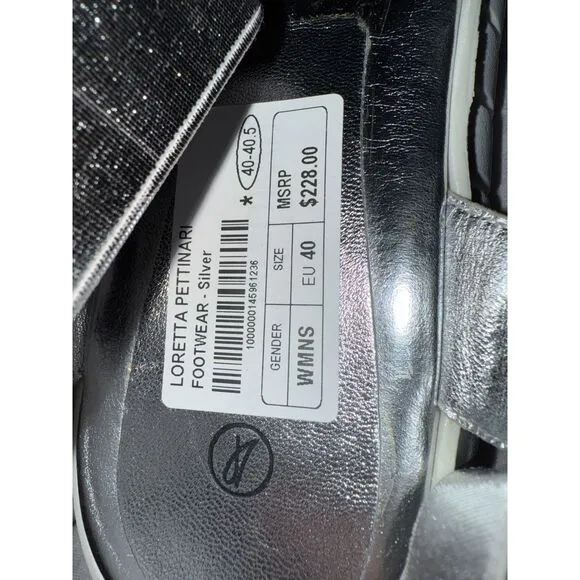 NWT Loretta Pettinari Silver Sandals size 40