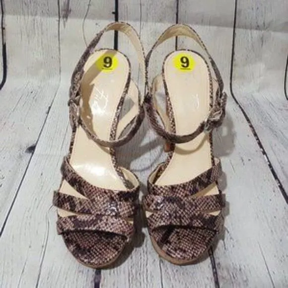 NWT MARC FISHER 𝅺marc FISHER Snakeskin Strappy Cork Sandals 9 NEW