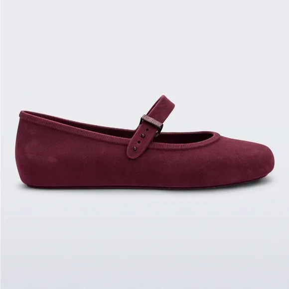 NWT MELISSA Womens Soft Velvet Ballerina Flats In Wine MSRP $98 Size 7 US