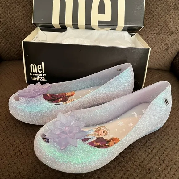 NWT MINI MELISSA  Disney | Frozen Ultragirl Kids Ballerina Flats Size 3 Girls