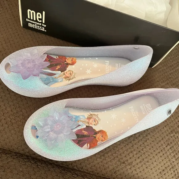 NWT MINI MELISSA  Disney | Frozen Ultragirl Kids Ballerina Flats Size 3 Girls