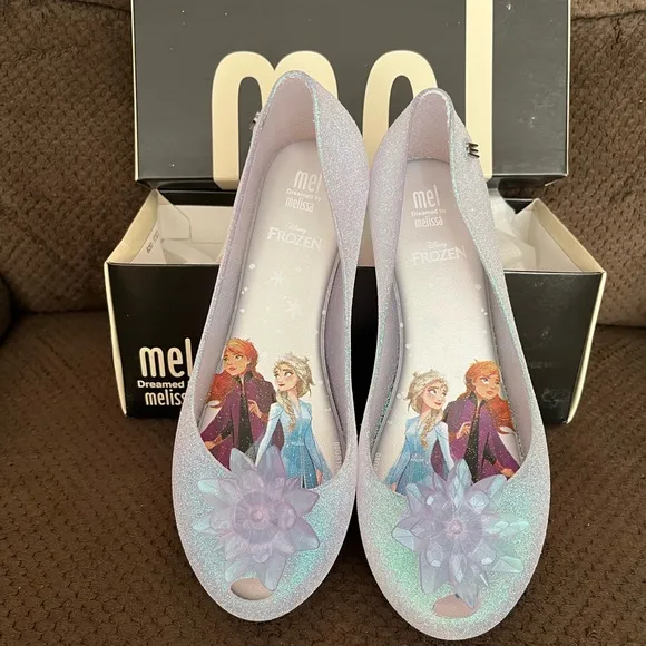 NWT MINI MELISSA  Disney | Frozen Ultragirl Kids Ballerina Flats Size 3 Girls