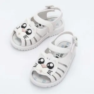 NWT MINI MELISSA Francxs Kids Cat Sandals White/Black Size 7T Unisex