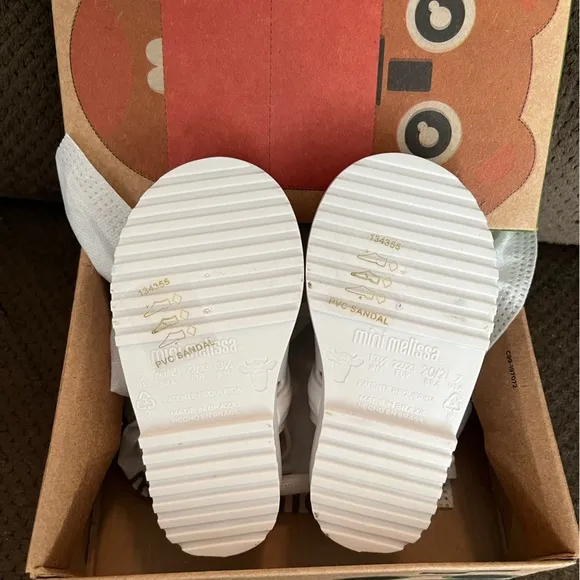 NWT MINI MELISSA Francxs Kids Cat Sandals White/Black Size 7T Unisex