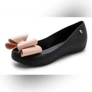 NWT MINI MELISSA Ultragirl Sweet II Kids Flats In Black/Beige