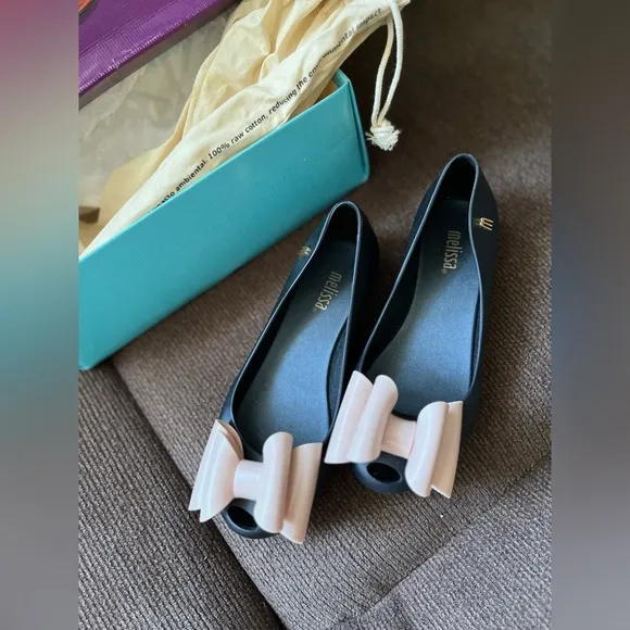 NWT MINI MELISSA Ultragirl Sweet II Kids Flats In Black/Beige
