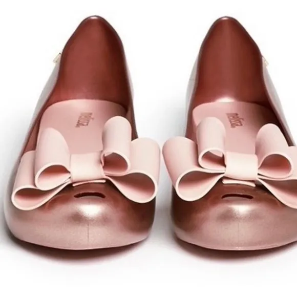 NWT MINI MELISSA Ultragirl Sweet II Kids Flats In Pink Gold