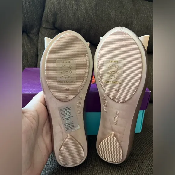 NWT MINI MELISSA Ultragirl Sweet II Kids Flats In Pink Gold