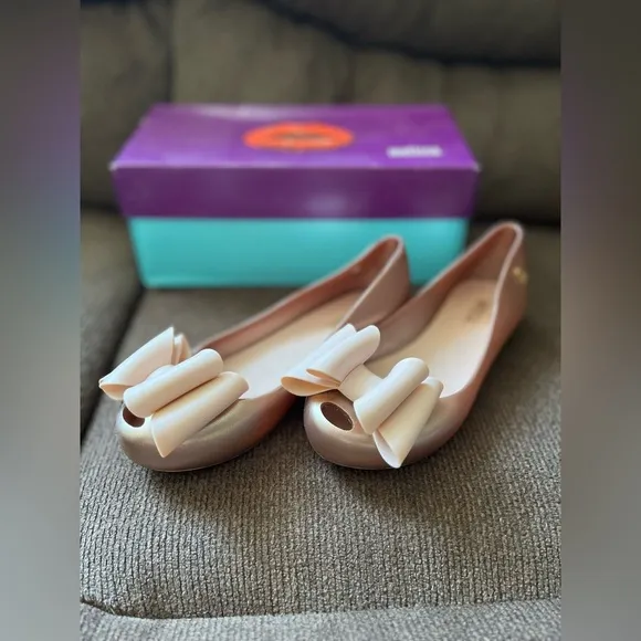 NWT MINI MELISSA Ultragirl Sweet II Kids Flats In Pink Gold