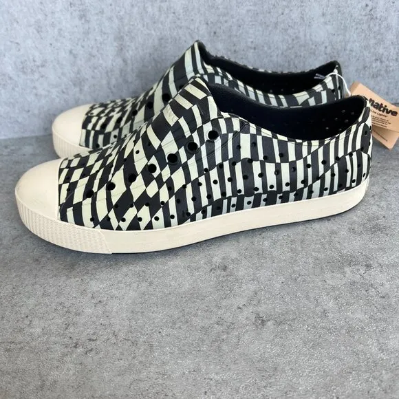 NWT Native Shoes Jefferson Sugarlite Unisex 10 Jiffy Black Bone White Checkers