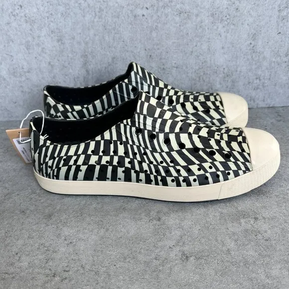 NWT Native Shoes Jefferson Sugarlite Unisex 10 Jiffy Black Bone White Checkers
