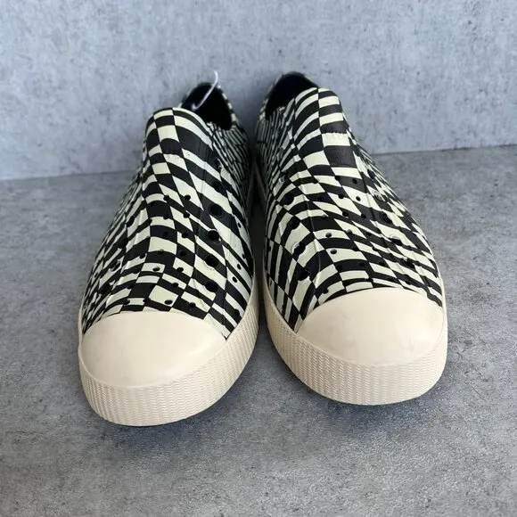 NWT Native Shoes Jefferson Sugarlite Unisex 10 Jiffy Black Bone White Checkers