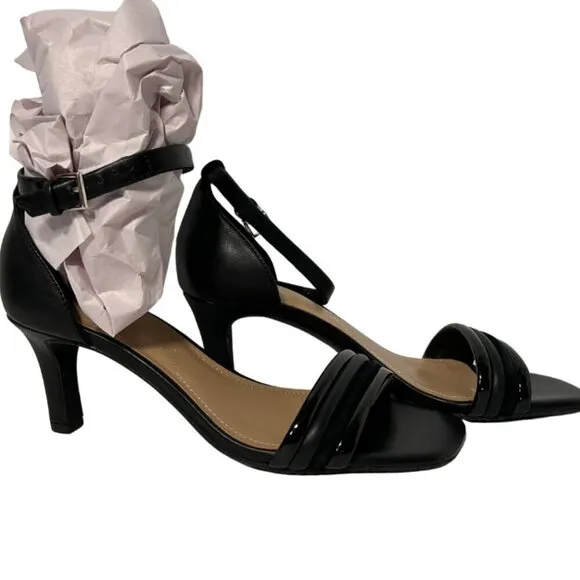 NWT NYDJ Addie Leather Heels Women's Size 7.5 Black