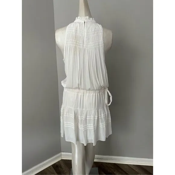 NWT Ramy Brook Sleeveless Flynn High Neck Smocked Mini Dress Size Small $375