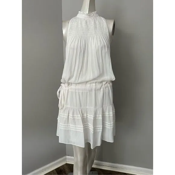 NWT Ramy Brook Sleeveless Flynn High Neck Smocked Mini Dress Size Small $375