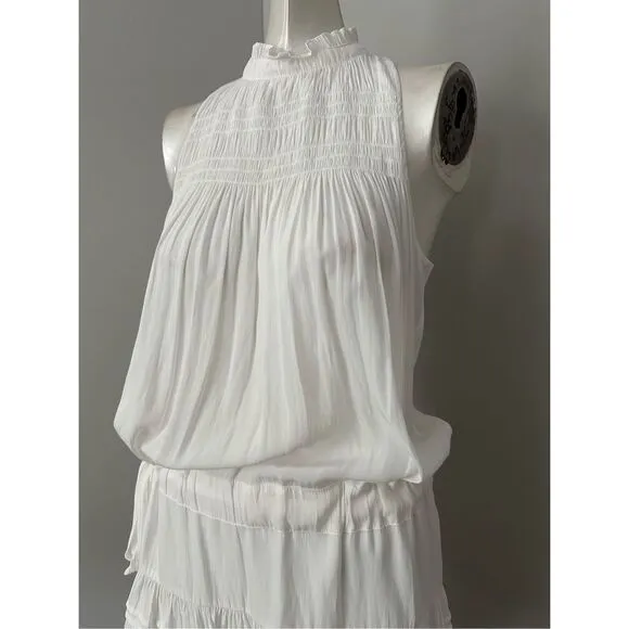 NWT Ramy Brook Sleeveless Flynn High Neck Smocked Mini Dress Size Small $375