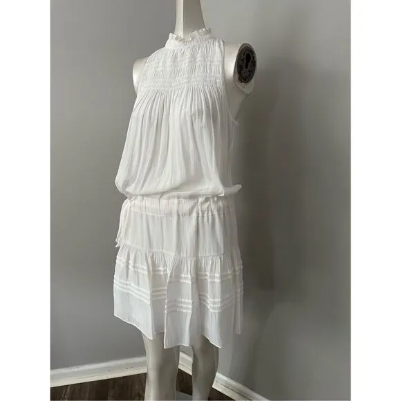 NWT Ramy Brook Sleeveless Flynn High Neck Smocked Mini Dress Size Small $375