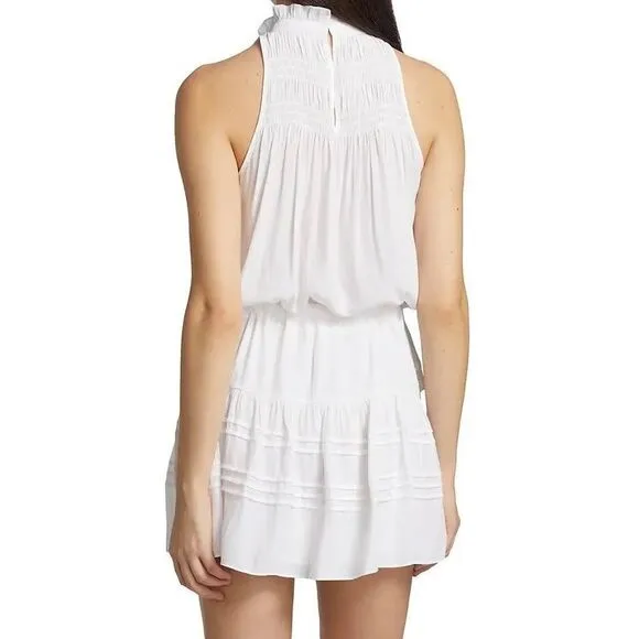 NWT Ramy Brook Sleeveless Flynn High Neck Smocked Mini Dress Size Small $375