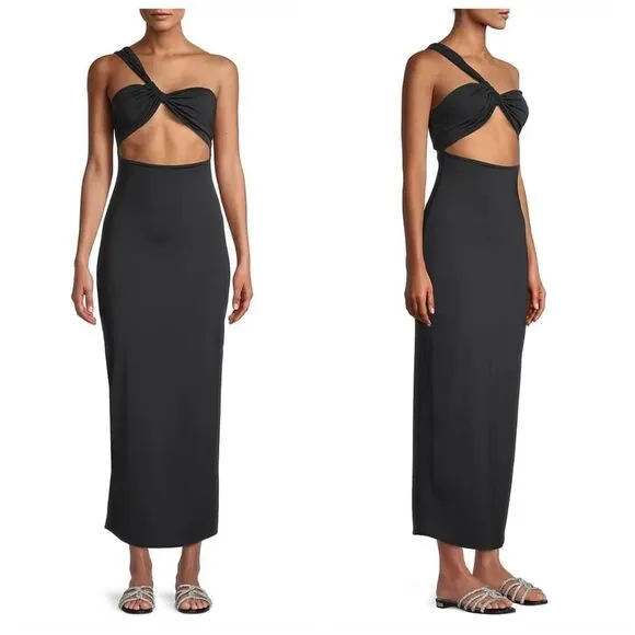 NWT Sara Cristina Narcissus Asymmetric Cut-Out Maxi Dress Medium