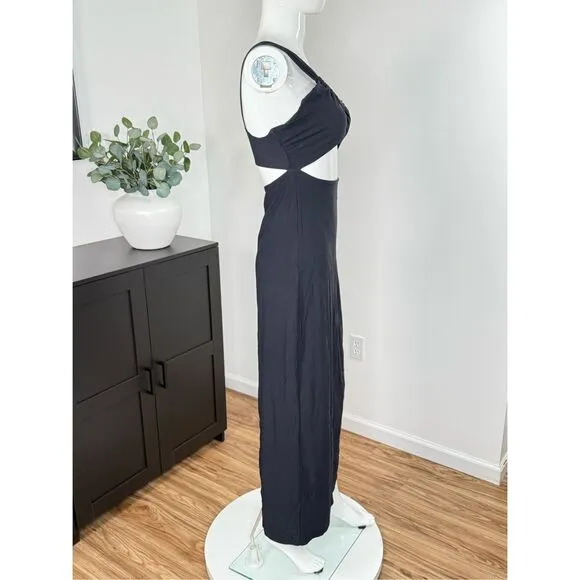 NWT Sara Cristina Narcissus Asymmetric Cut-Out Maxi Dress Medium