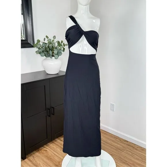 NWT Sara Cristina Narcissus Asymmetric Cut-Out Maxi Dress Medium