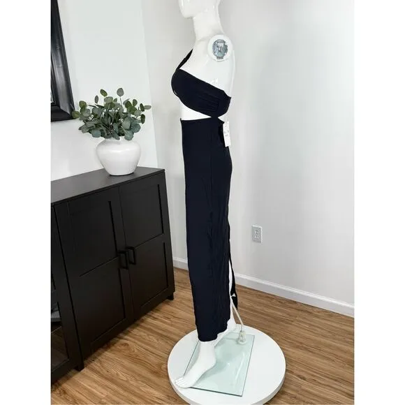 NWT Sara Cristina Narcissus Asymmetric Cut-Out Maxi Dress Medium