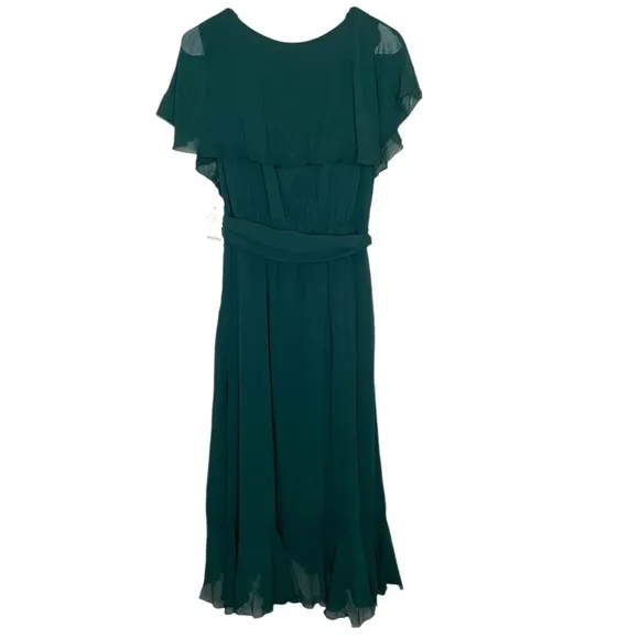 NWT Show Me Your Mumu Jess Ruffle Midi Dress in Emerald Green Chiffon Size 2X