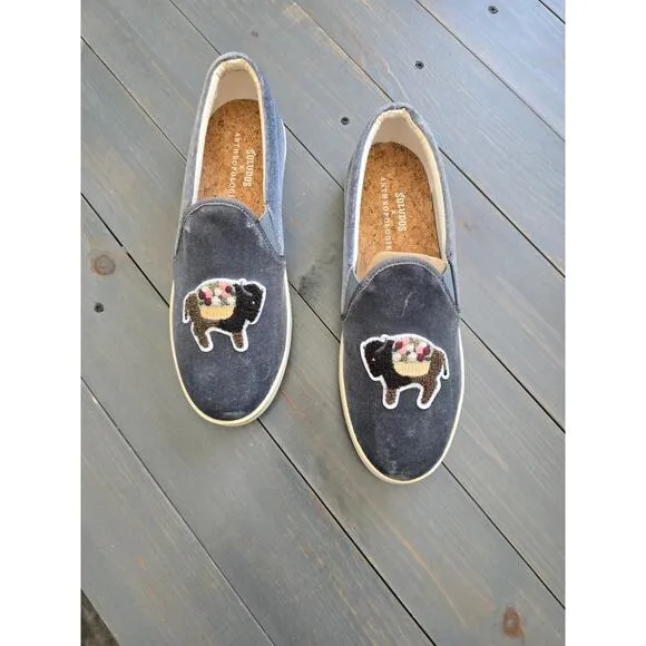 NWT Soludos x Anthropologie Floral Bison Gray Sneakers - Size 9