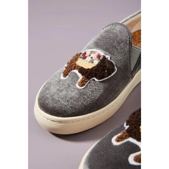 NWT Soludos x Anthropologie Floral Bison Gray Sneakers - Size 9