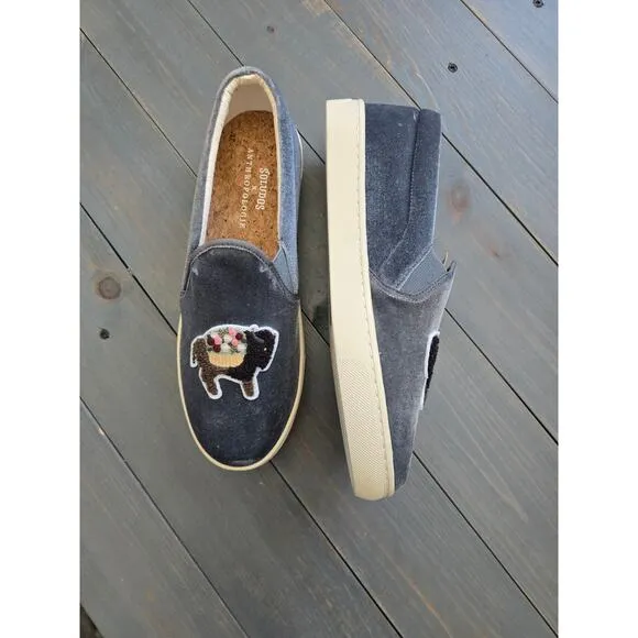 NWT Soludos x Anthropologie Floral Bison Gray Sneakers - Size 9