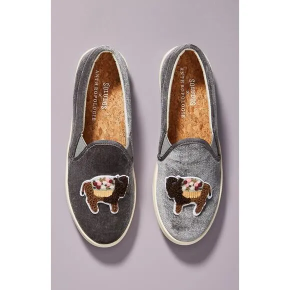 NWT Soludos x Anthropologie Floral Bison Gray Sneakers - Size 9