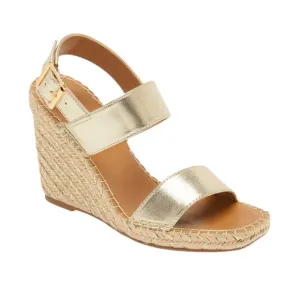 NWT STEVE MADDEN GOLD ESPADRILLE WEDGE SANDALS SUMMER VACATION SHOES
