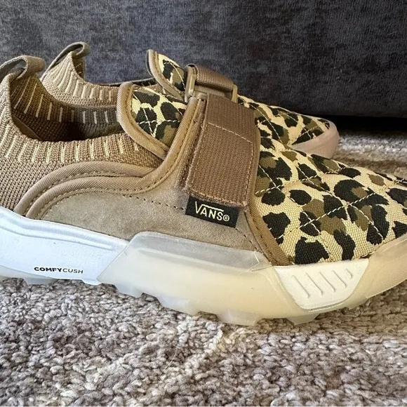 NWT Vans ComfyCush Stretch Slip On Leopard Print Velcro Shoes
