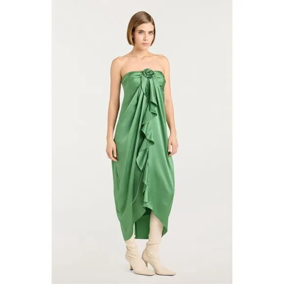 NWT Cinq A Sept Meredith Silk Rosette &amp; Ruffle Dress Size 12 $595