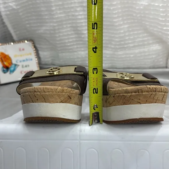 (O) Michael Kors Women's Platform Wedge SandalsCork Brown, Size 9 M