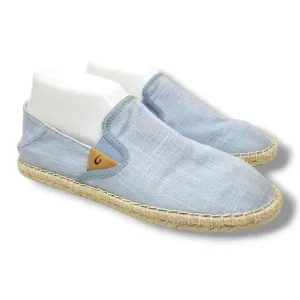 Olaki Kaula Pa'a Kapa Linen Espadrilles Loafers Womens 8.5 Lanai Breeze Blue
