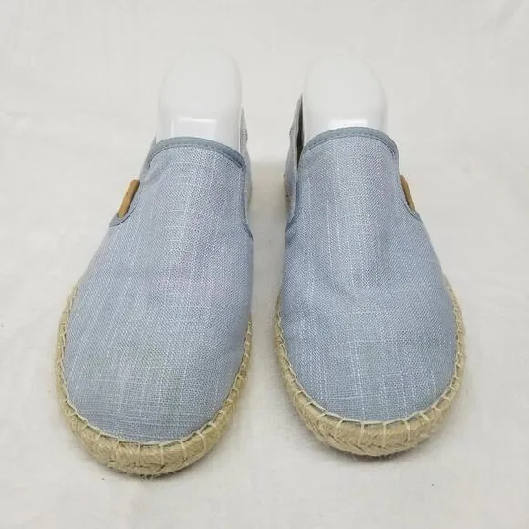 Olaki Kaula Pa'a Kapa Linen Espadrilles Loafers Womens 8.5 Lanai Breeze Blue