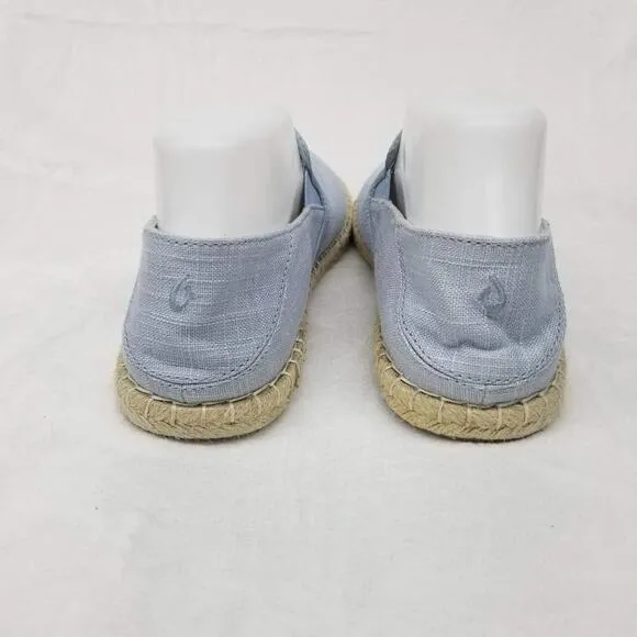 Olaki Kaula Pa'a Kapa Linen Espadrilles Loafers Womens 8.5 Lanai Breeze Blue