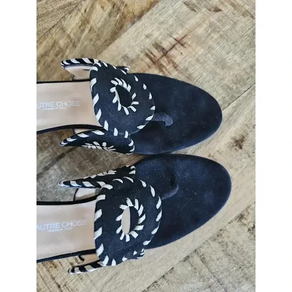 Ol'Autre Chose Black Leather Mule Heels Womens Size 6 Made in Italy NWOT