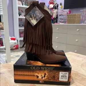 Old West Brown Fringe Cowboy Boots