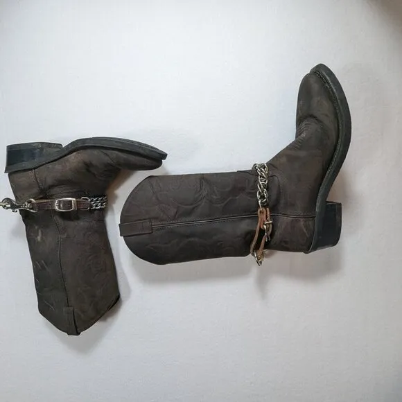 Old West Men's Brown Cowboy Boots TBM3051 Size 9
