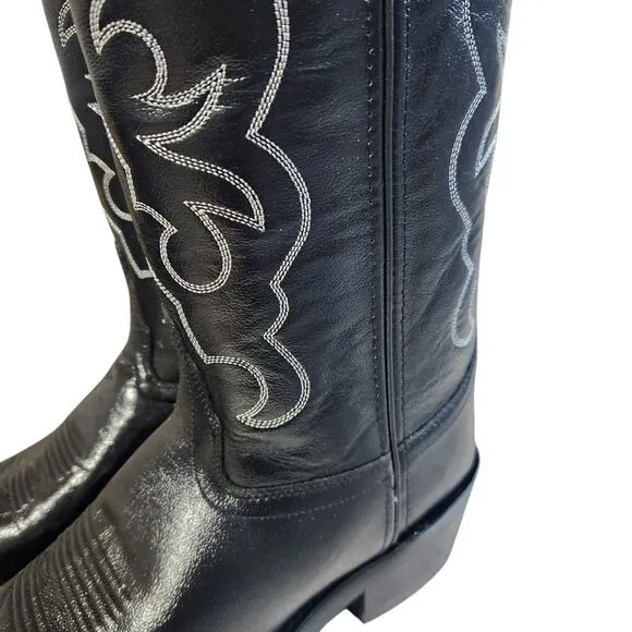 Old West Black Leather Cowboy Boots TBM3010 Men’s 9 D Western Rodeo Style New