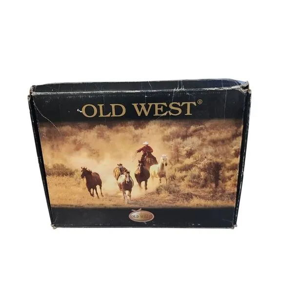 Old West Black Leather Cowboy Boots TBM3010 Men’s 9 D Western Rodeo Style New