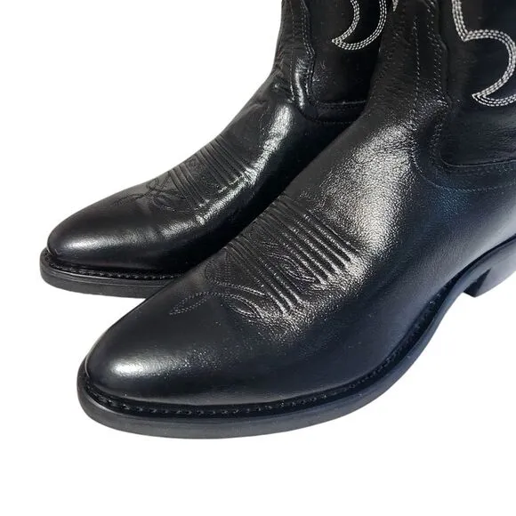Old West Black Leather Cowboy Boots TBM3010 Men’s 9 D Western Rodeo Style New