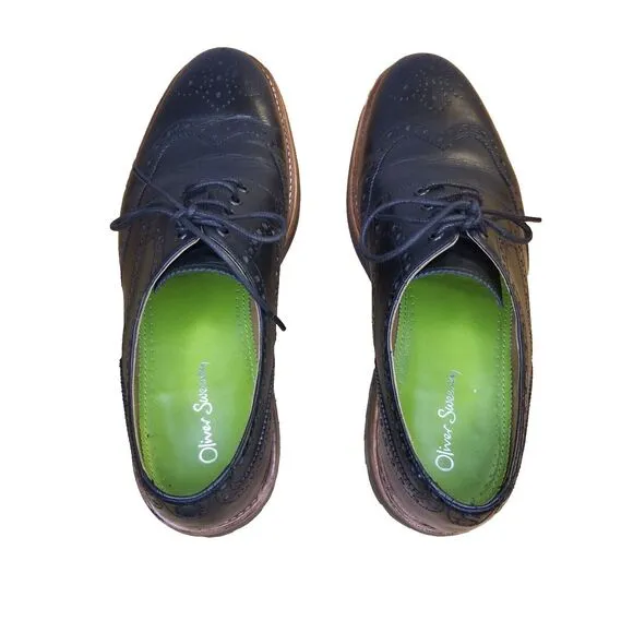 Oliver Sweeney Meadows Men's Size 11 Black Leather Wingtip Dress Shoes Worn Once