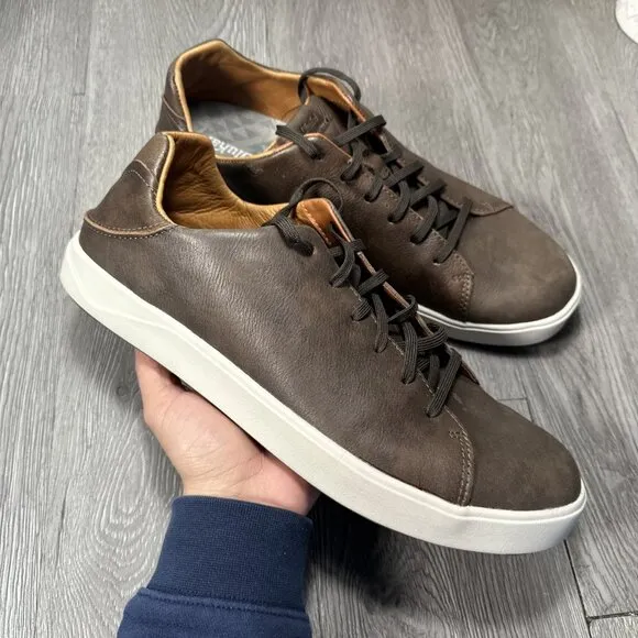 OluKai Lae'Ahi Li'Ili Mens Shoes Size 13 Brown Leather Lace Up Casual Sneakers
