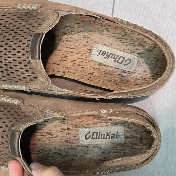 Olukai Mens Leather Loafer Slip on shoes sz 10.5