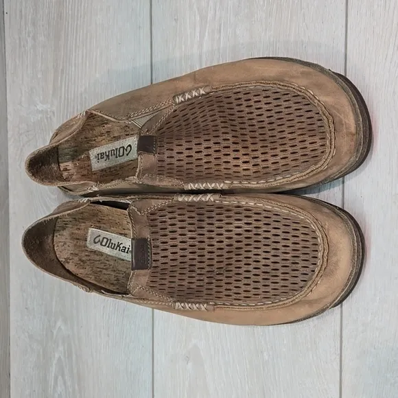 Olukai Mens Leather Loafer Slip on shoes sz 10.5